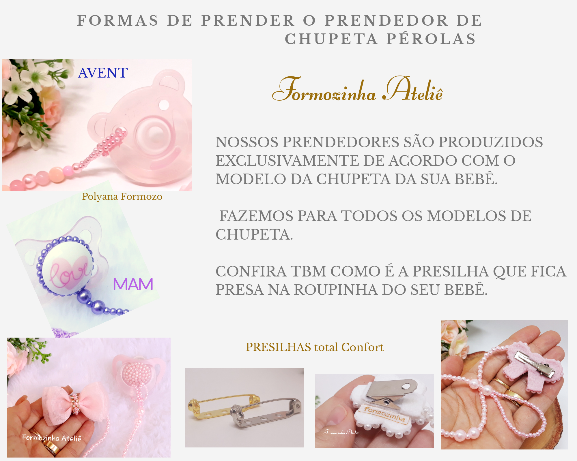 Prendedor de Chupeta Pérola + Tiara Laço - Imagem 4