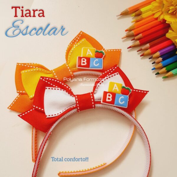 Tiara Escolar Laço em Pé - 12cm