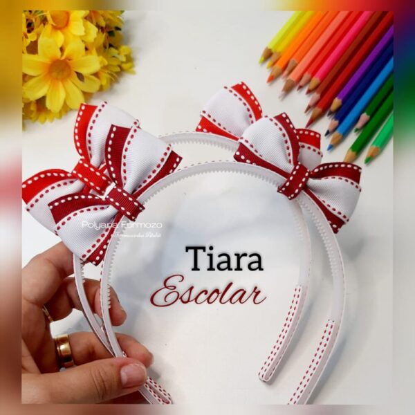 Tiara Escolar Com Dois Lacinhos em Pé